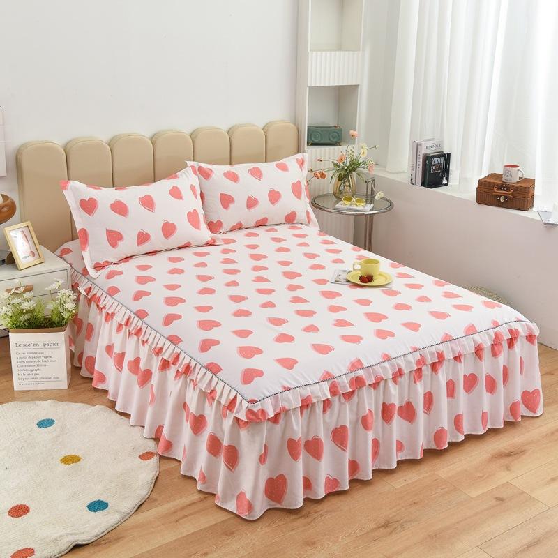 Новая хлопковая юбка-кровать с корейским принтом, хлопковая юбка-кровать, покрывало, одноместное, двойное, предметы домашнего обихода