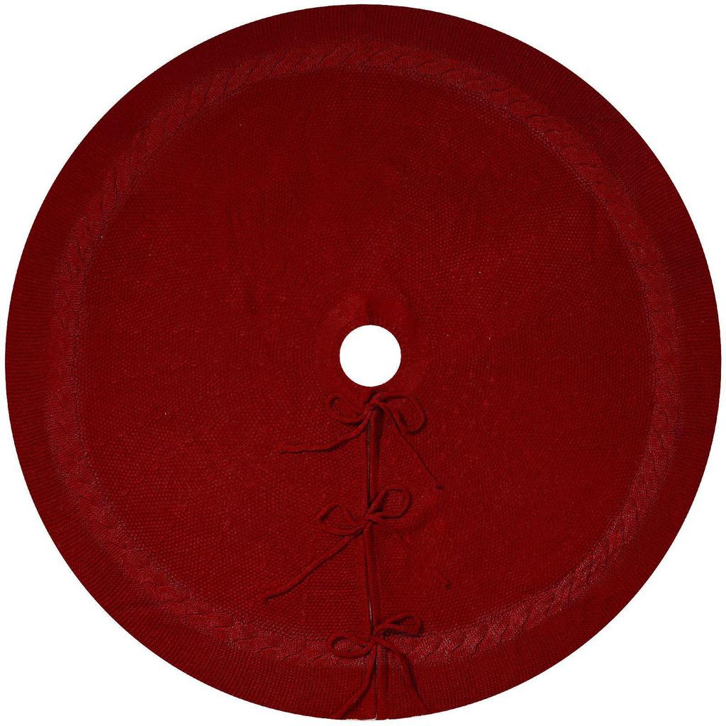 Красная вязаная юбка для рождественской елки с украшениями