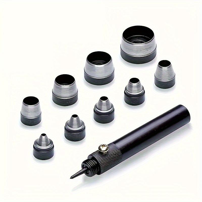 10pcs Heavy-Duty Hollow Punch Press Set with Interchangeable Dies and Textured Handle, Durable High Carbon Steel Construction