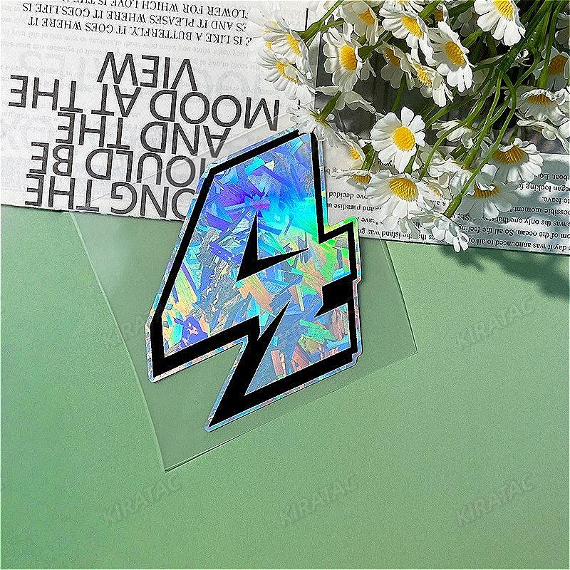 1PC Holographic Carbon Arabic Numbers Motorcycle Sticker Waterproof for Scooter Motorbike Front Fairing Bicycle Vinyl Decals