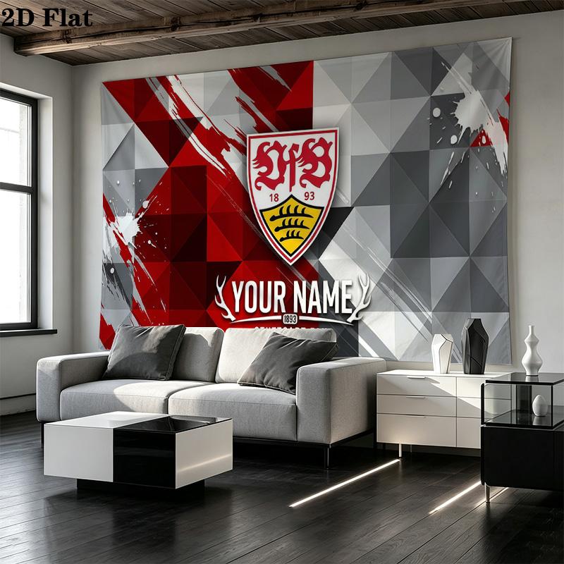 Custom Name VfB Stuttgart Printed Tapestry – Wall Hanging for Bedrooms, Dorms, and Home Decor
