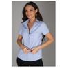 Women Blue Short Sleeve Turndown Collar Cotton Shirt High Quality Office Casual Blouse