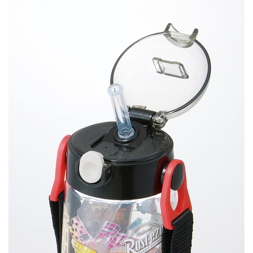 Бутылка для воды Skater с трубочкой, прозрачная, 480 мл, силиконовая, Disney Cars 23, для мальчиков, детская, PDSH5-A