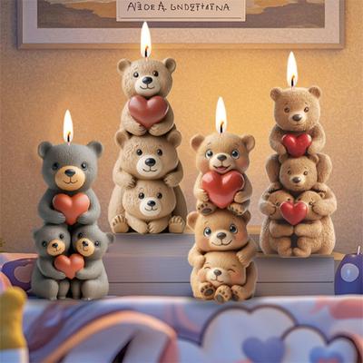 3D-складная силиконовая форма для свечи в виде медведя, сердечка, медведя, питомца, эпоксидной смолы, формы для мыла ручной работы, гипсовые смоляные формы для домашнего декора
