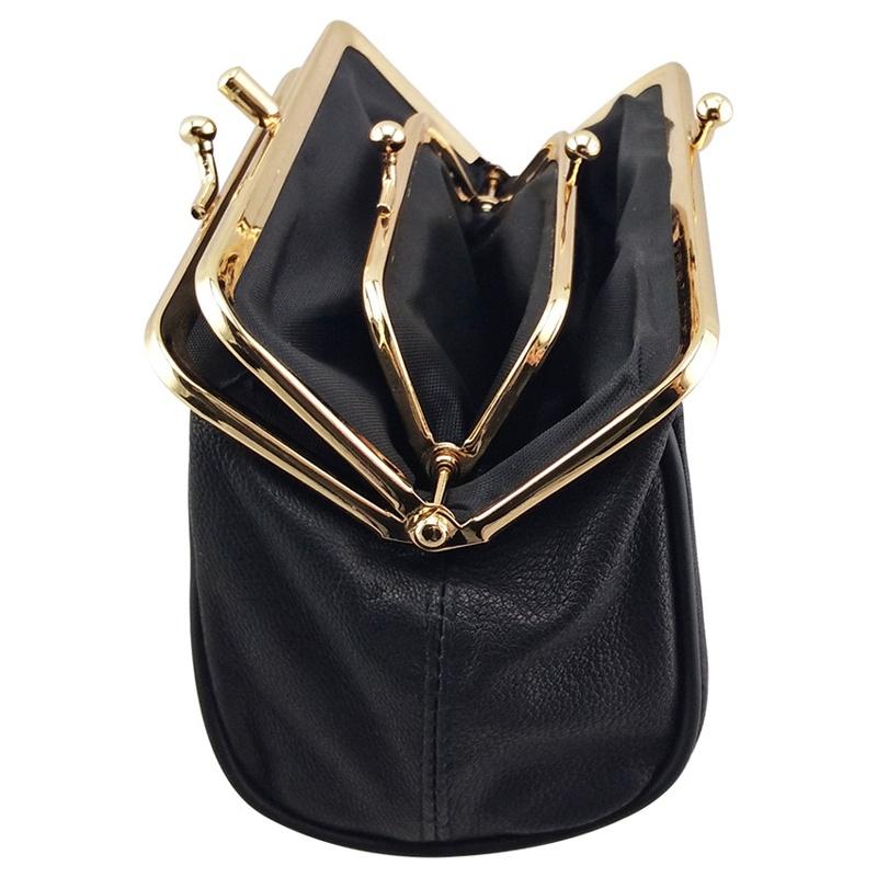 New Fashion Women Wallet Genuine Leather Coin Purse Female Coin Wallet Lady Change Handbag Metal Bar Opening Wallet