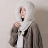 Plush Knitted Balaclava Hat Solid Color Hat and Scarf 2-in-1 Fashion Knitted Hat  Streetwear