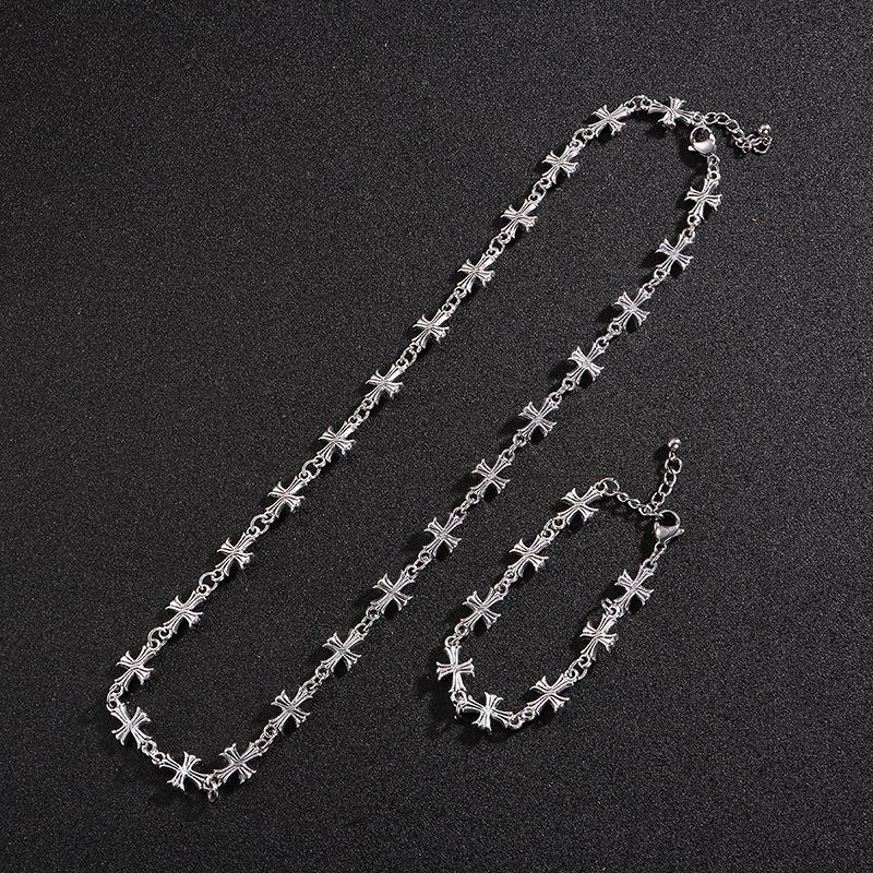 Vintage Cross Necklace Men's Trendy Men's Pendant High-end American Sweater Chain Accessories Women