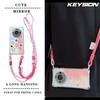 KEYSION Crossbody Strap Phone Case for HONOR X9c Smart 5G Cute Cartoon Long Lanyard Mirror Shockproof Cover for Huawei Honor X9c Smart