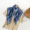 Lightweight Chiffon Silk Square Scarf Classic Plaid Check Print Bandana for Women Beach Vacation Neck Hair Headband Accessory