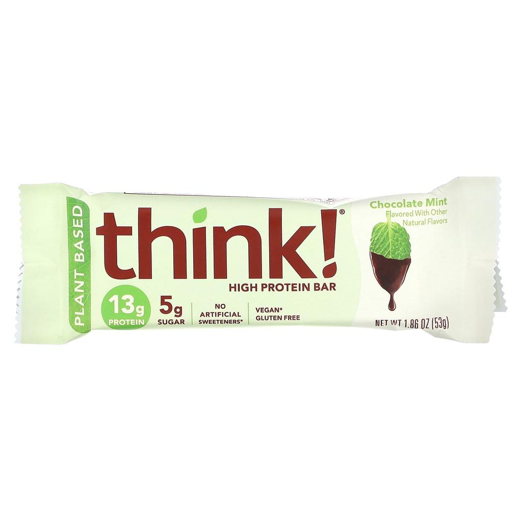 Think!, High Protein Bar, Chocolate Mint, 10 Bars, 1.86 Oz (53 G) Each