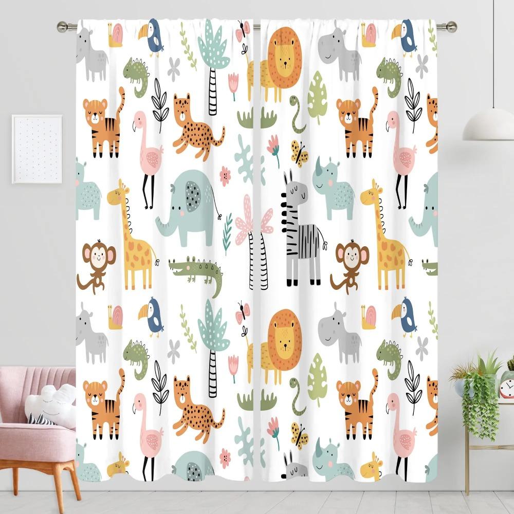 Детские шторы Safari Animals Baby Boy Kids Woodland Jungle Forest Lion Printed Warments для гостиной спальни Window Drapes