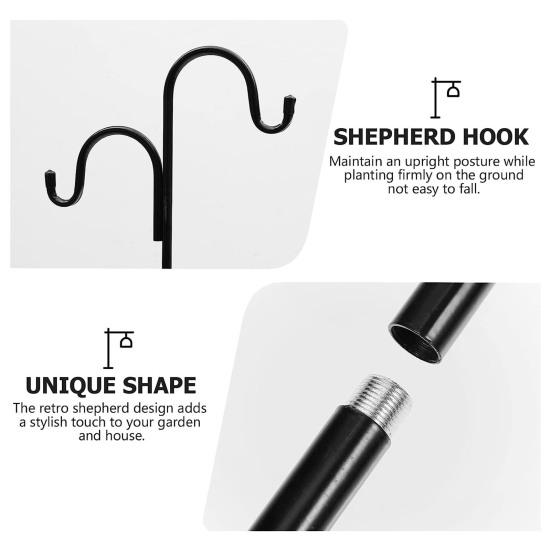 Heavy Duty Shepherd Hook 5 Prong Base Garden Hook Stake Rust-proof Multifunctional Standing Pole Hook for Bird Feeder Lanterns Flower Baskets
