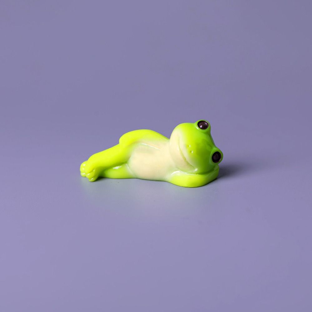 6pcs Desktop Sized Cartoon Frog Figurine Cartoon Style Funny Frog Decoration  Home Accent