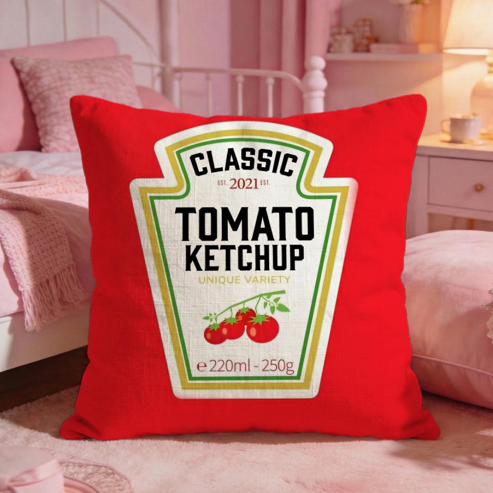 Vintage Label KKetchup Label Cushion Cover Premium Comfort Reversible Pillow Cove Two in One Design for Any Room Car Interior