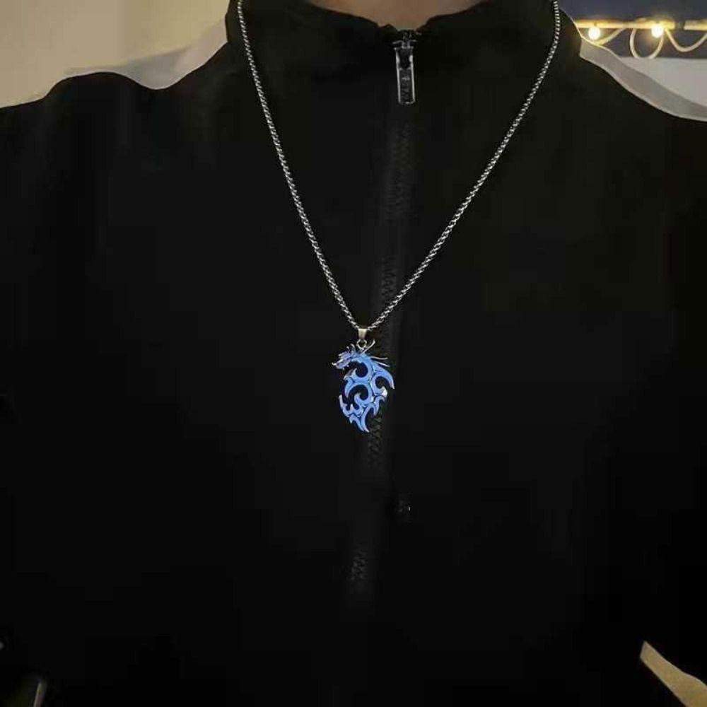 Светящееся в темноте ожерелье с подвеской в виде дракона, лунный камень, светящееся ожерелье для мужчин и мальчиков