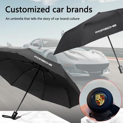 Складной зонт для Porsche, Водонепроницаемый и ветрозащитный зонт, Зонт с защитой от УФ-лучей для солнечной или дождливой погоды, Простой однотонный зонт