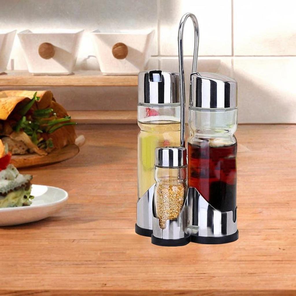 Oil and Vinegar Set Vinegar Cruet Set Home Kitchen Clear Multifunction Condiment