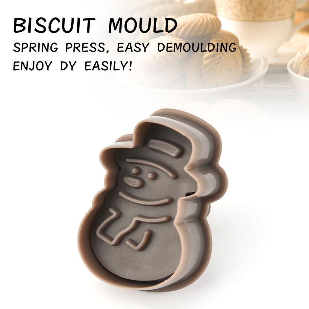 Рождественский резак для печенья Санта-Клауса, тиснение, пластиковый весенний резак для печенья, набор из 4 шт.