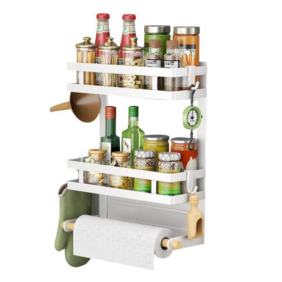 Магнитная полка для холодильника, держатель для бумажных полотенец, прочная, несущая, простая установка, полка для специй, кухня