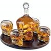 Hand-blown Glass Wine Decanter & Cup Crystal-skull Shaped Wine Set