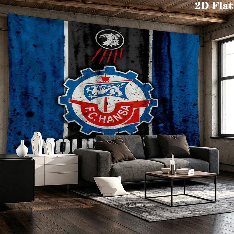 Custom Name FC Hansa RostockPrinted Tapestry – Wall Hanging for Bedrooms, Dorms, and Home Decor