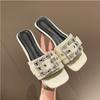 Fashion Women Slippers Summer Outside Flat Slippers Square Toe Sexy and Fashionable Beach Shoes Women's Sandals Womens Sexy Shoes