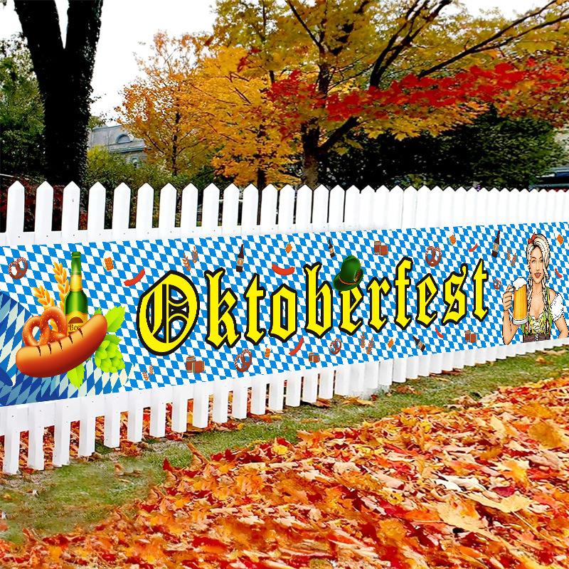 Munich Oktoberfest Banner Flags Blue White Theme Party Hanging Decorations German Beer Festival Customized Bunting