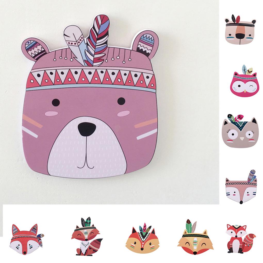 Nordic Style Wood Plastic Ornaments Cartoon Animal Head Wall Decor
