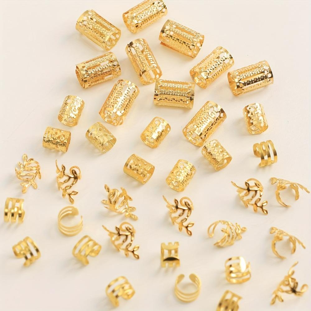40PCS Gold and Silver Dreadlocks Beads Hair Braiding Hair Braid Tubes Hair Jewelry