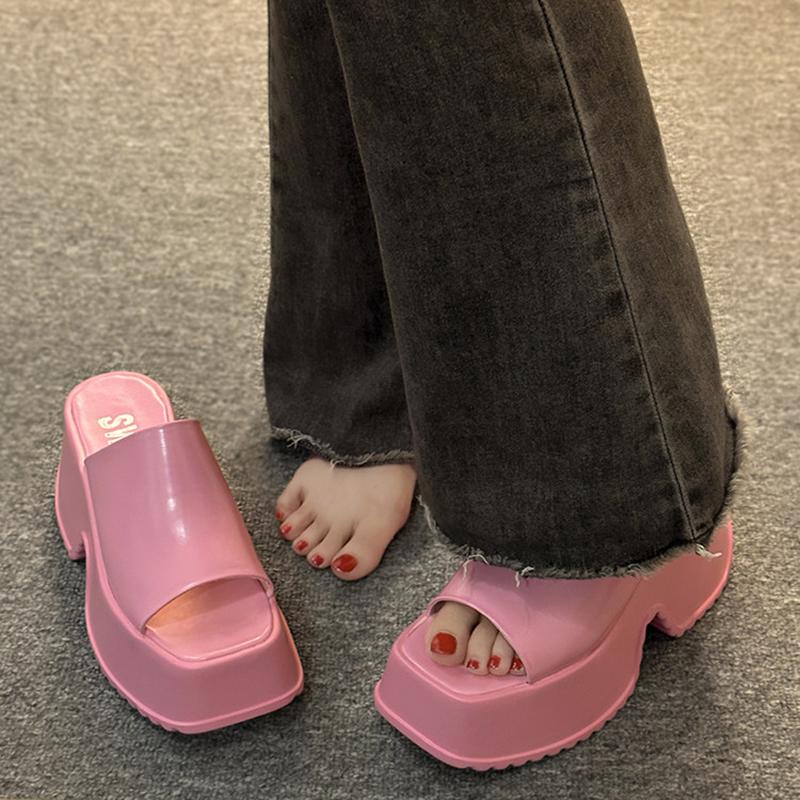 Trend 2024 Summer Platform Women Slippers Fashion Elegant Open Toe Increase Shoes Ladies Outdoor Dress Thick High Heel Sandalias