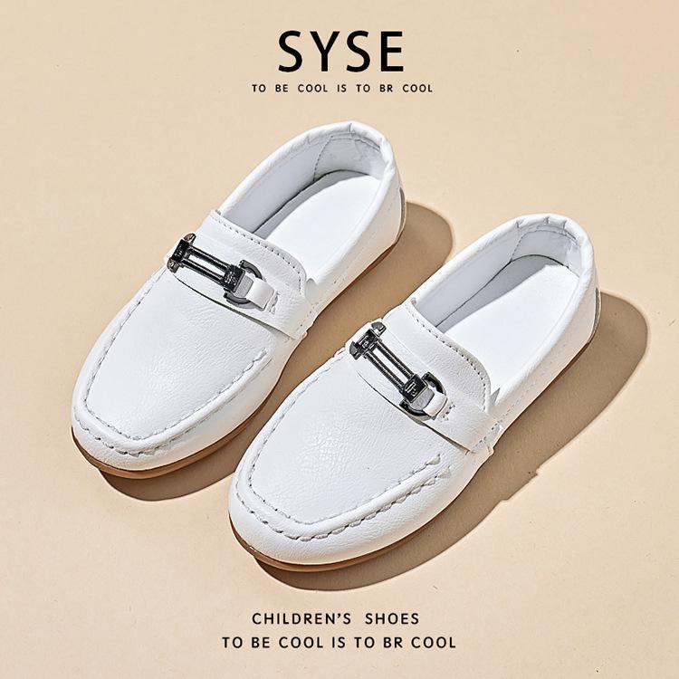 Boys' 2024 Spring/Autumn Soft Sole Leather Shoes for Kids - Shallow Mouth Casual One-Step Toe Shoes for Middle/Large Children