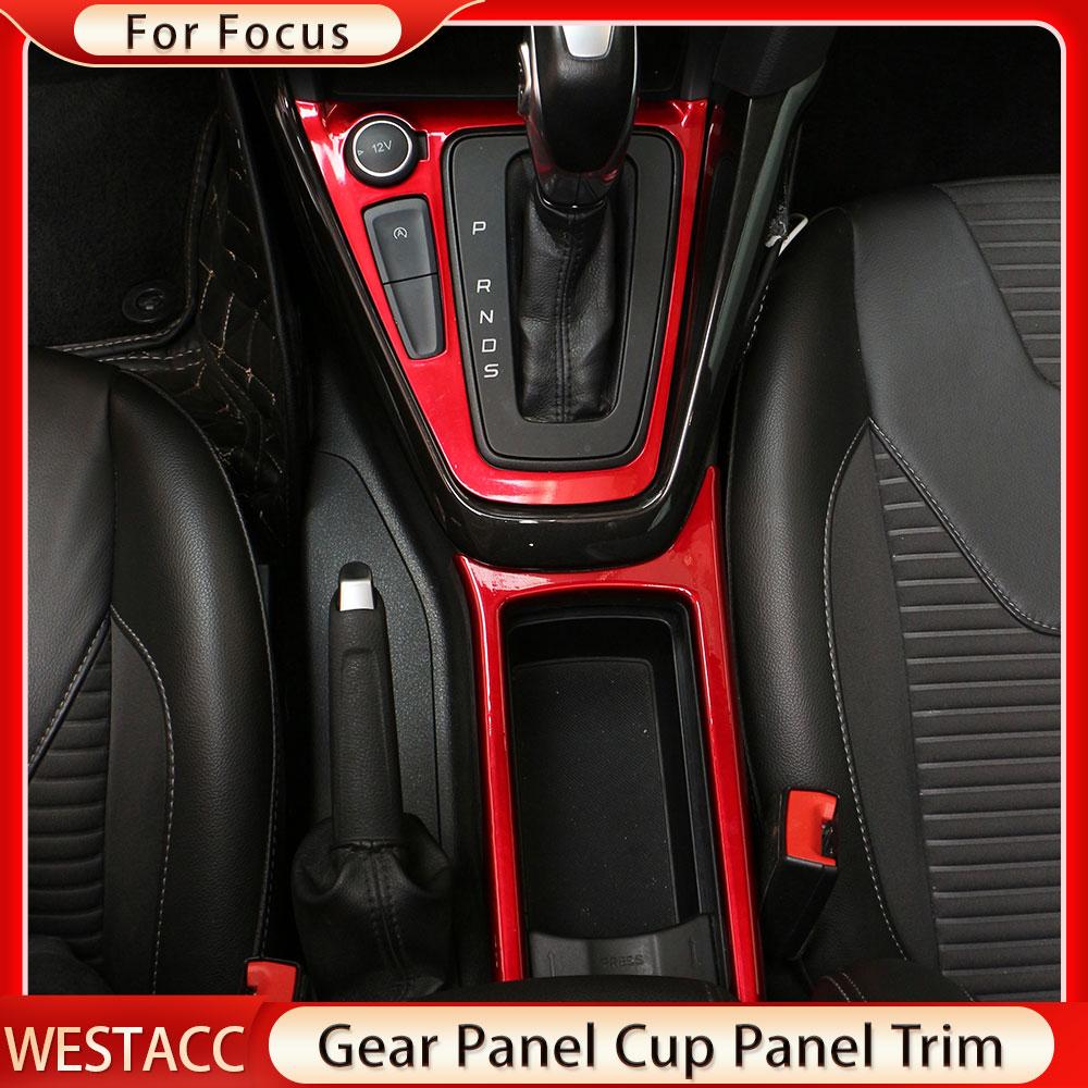 3Pcs Car Gear Shift Panel Cover for Ford Focus 3 MK3 2015 - 2018 AC Button Control Panel Trim Water Cup Sticker
