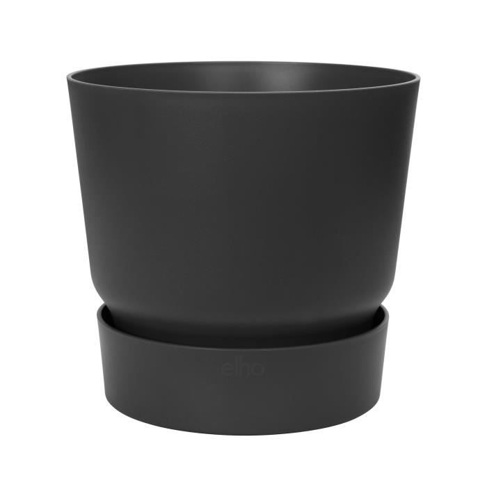 ELHO Pot De Fleurs Rond Greenville 40 - Extérieur - Ø 39 X H 36,8 Cm - Vivre Noir