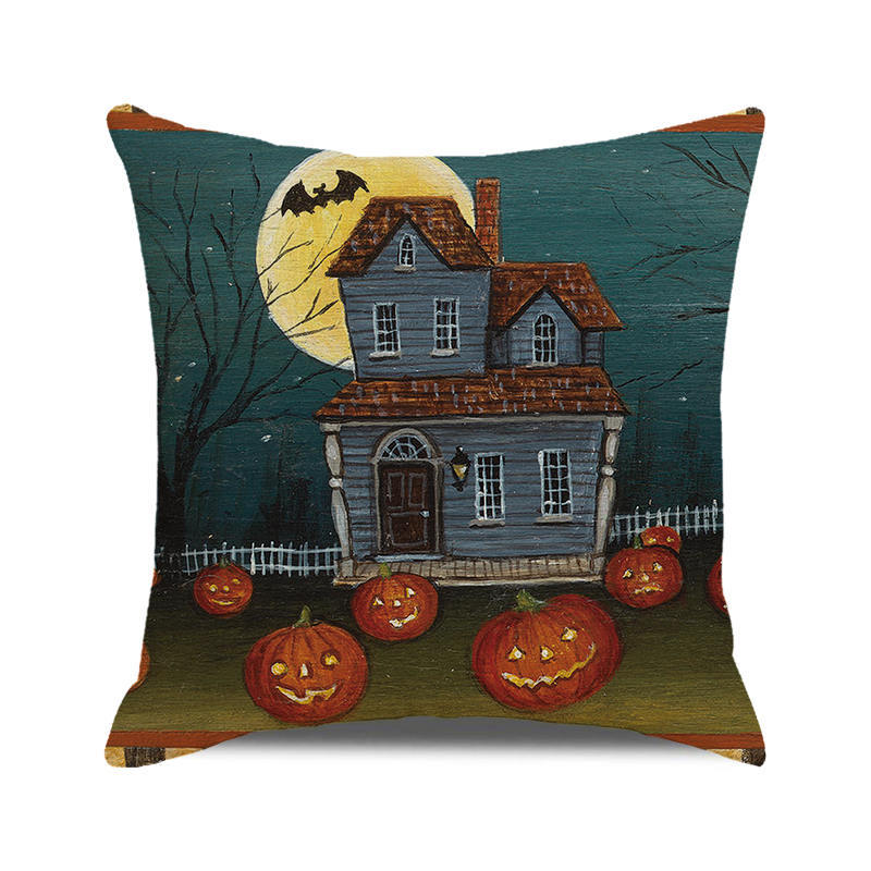 Halloween Horror Pumpkin Print Pattern Cushion Cover Home Living Room Sofa Decoration Throw Pillow Cover 45x45cm
