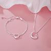 Популярный набор ювелирных изделий из бутика: Браслет и ожерелье в форме сердца из серебра 925 пробы с медным покрытием