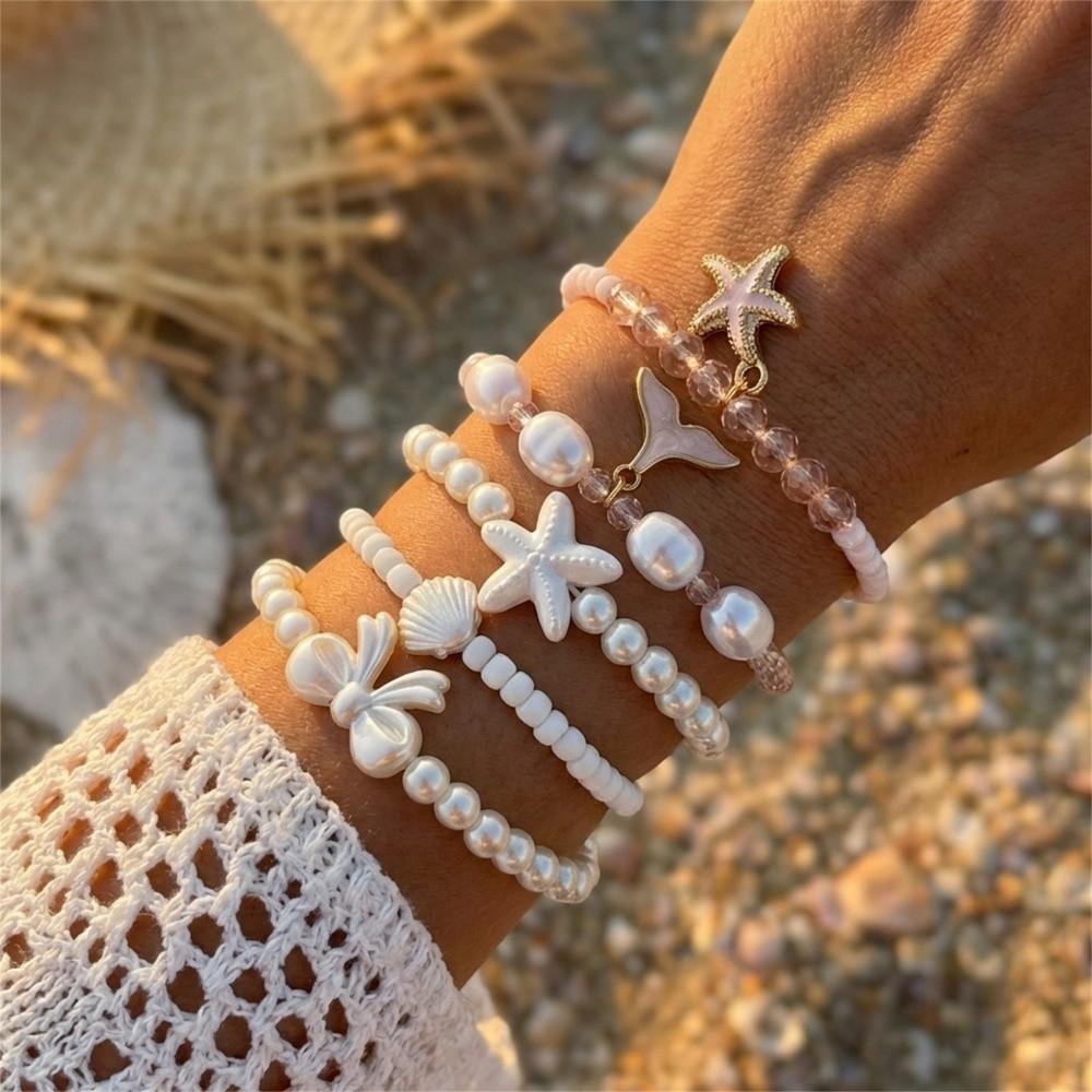 Starfish Multilayer Shell Bracelets Bohemian Wrap Charm Hand Chain New Conch Beaded Bangles Gifts
