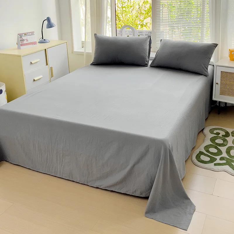 Solid Cotton Bedding Set For Boys with Sheet Duvet Cover Pillowcase Single Couple Bedsheet King Queen Double Twin Size Bed Linen