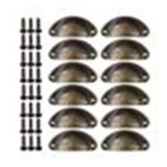12Pcs/Set Vintage Shell Shaped Metal Cabinet Pull Handles Hardware Accessories