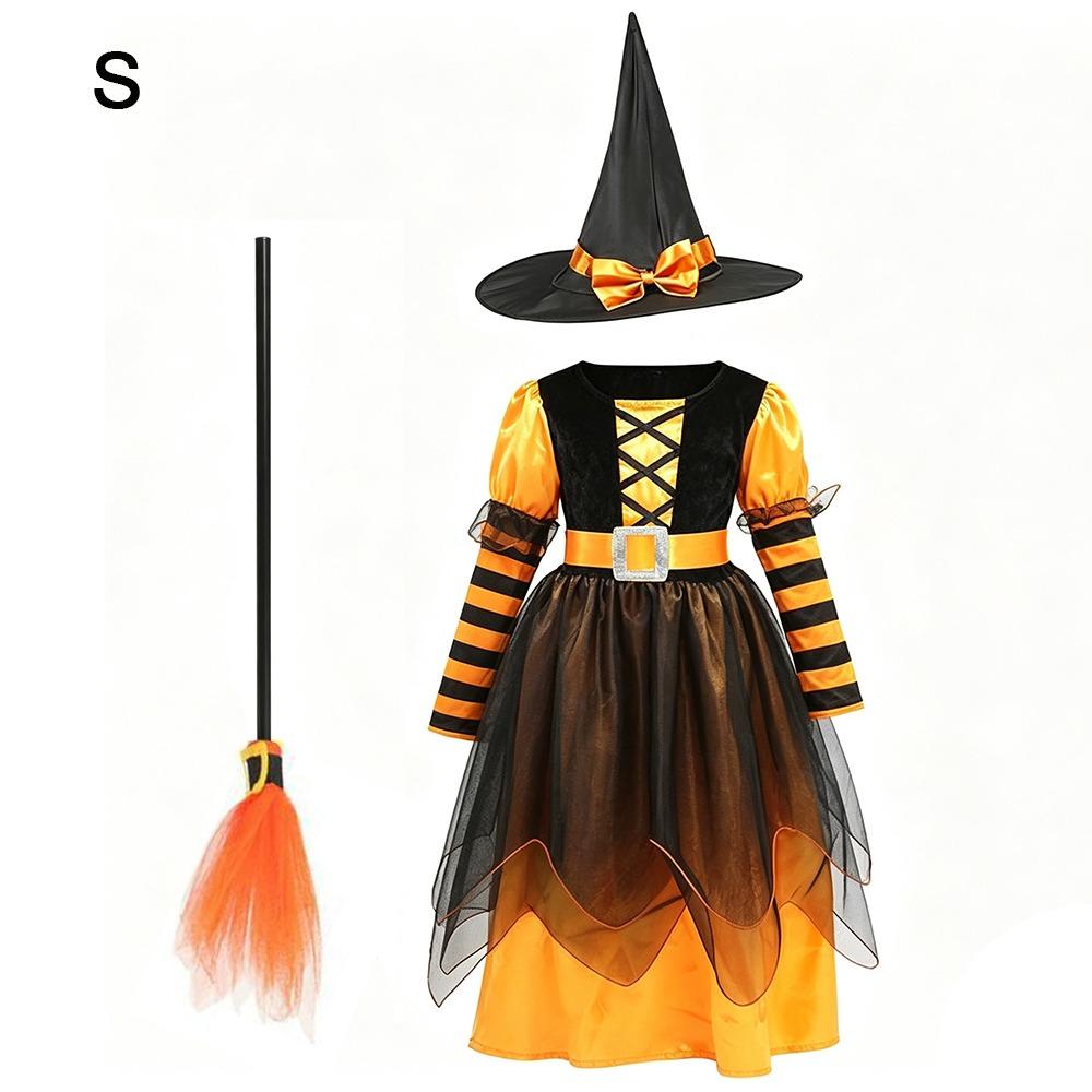 With Hat Witch Costume Dress Makeup Ball Kids Cosplay Dress Halloween Costume Clothes For Toddlers