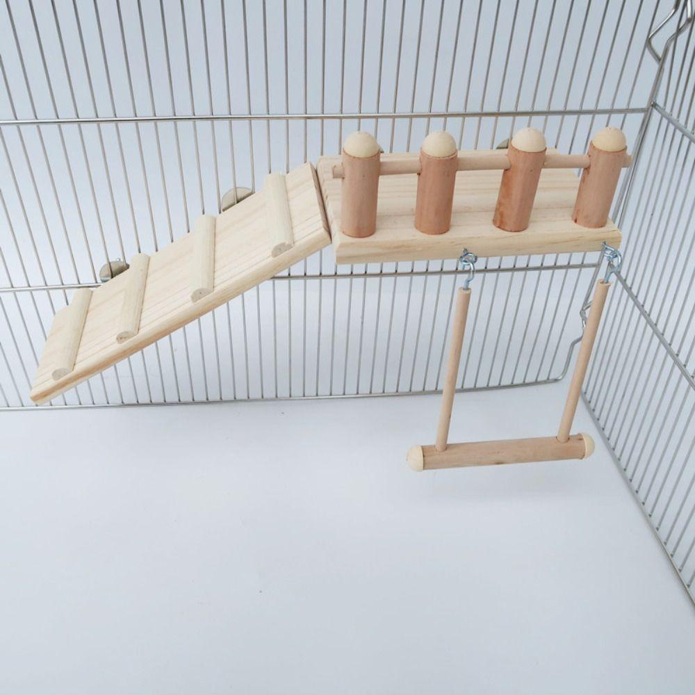 Wooden Bird Swing Climbing Ladder Funny Bird Playing Gyms Exercise Stands Pet Parakeet Toy