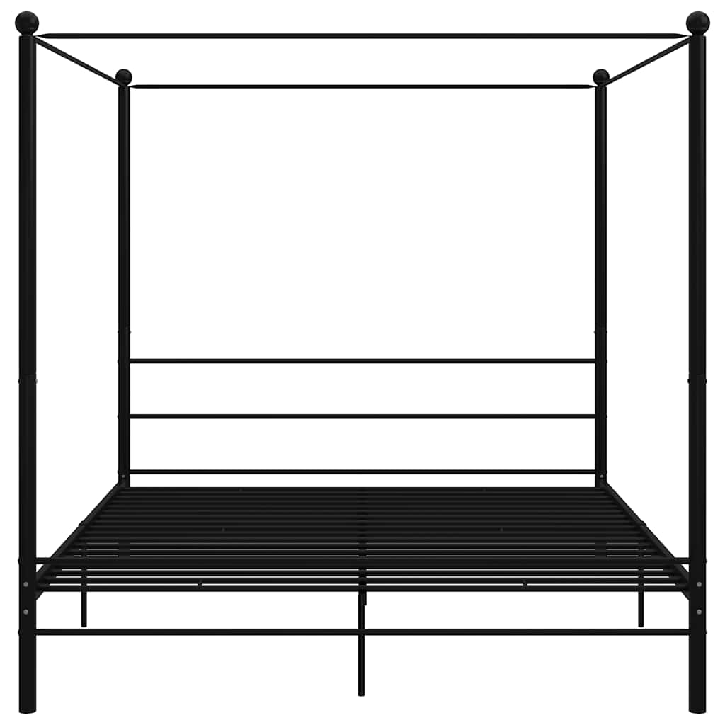Black Metal Canopy Bed 200x200 cm