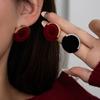 Осенние и Зимние Серьги-Гвоздики Круглые С Бархатистым Покрытием Литературные Ретро Простые Персонализированные Серьги Легкая Роскошь Высококлассные Серьги Женские