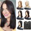 Natural Synthetic False Hair Piece Brown Black For Women Topper With Middle Part Bangs Clip In Hair Extensions For Women