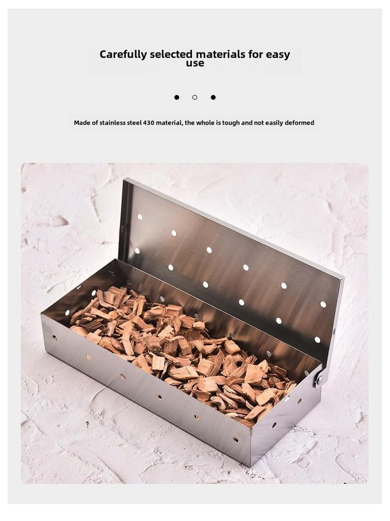Stainless Steel BBQ Smoker Box for Outdoor Grilling and Smoked Meat
