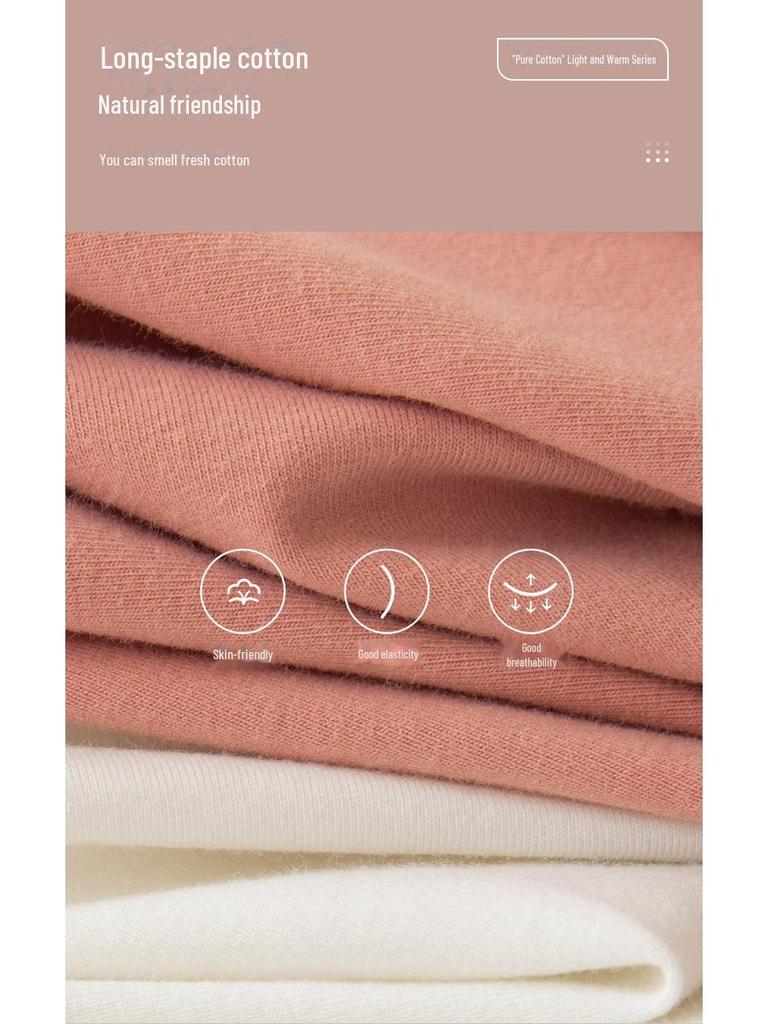 Женский хлопковый термокостюм со средней горловиной: Комплект из брюк и рубашки облегающего кроя на осень