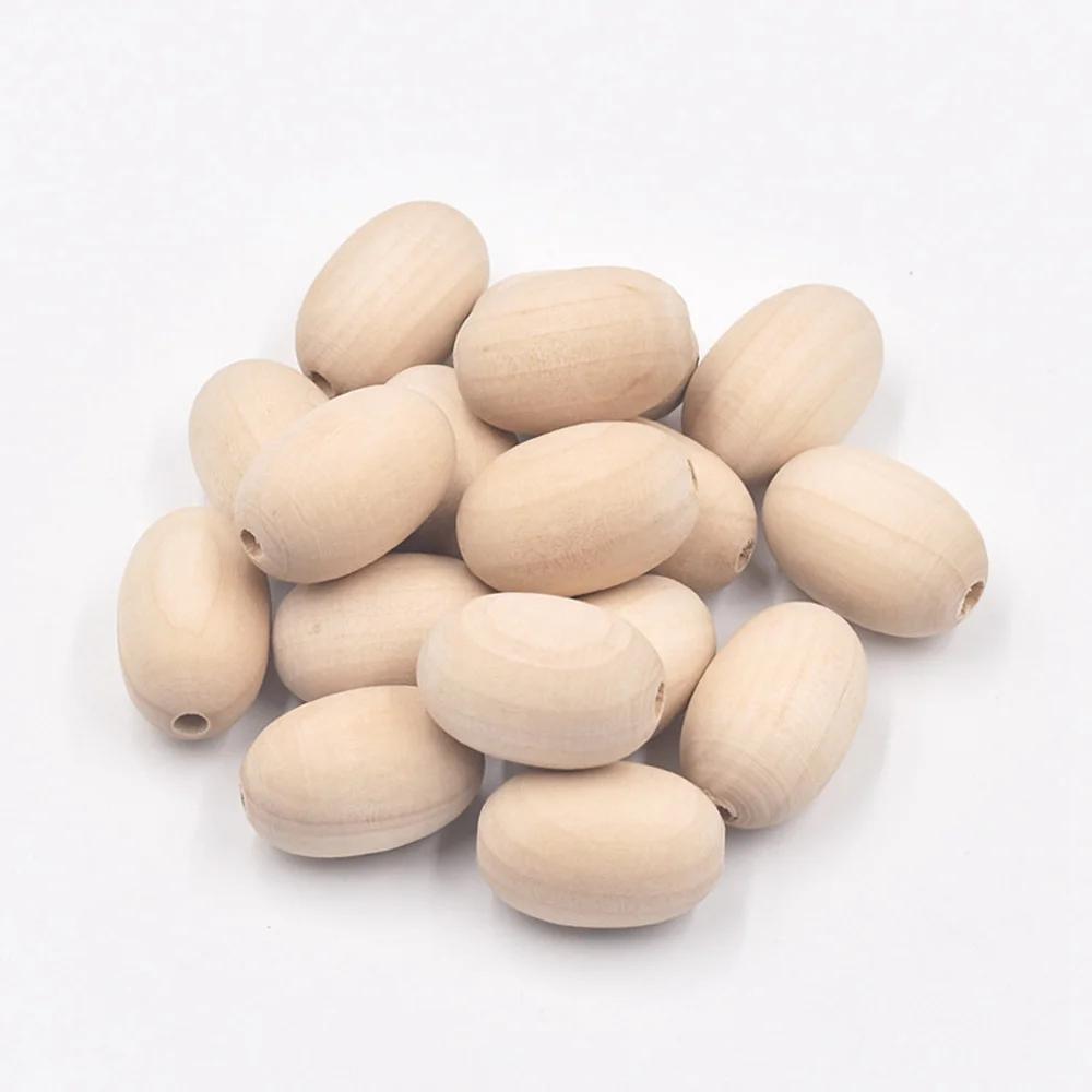 20 шт. Овальные 30x20 мм Натуральное дерево Свободные бусины для DIY поделок Деревообработка Аксессуары для изготовления ювелирных изделий