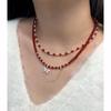S925 Sterling Silver Red Agate Bow Tassel Necklace – Festive Clavicle Chain for Women