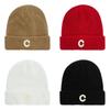 C Mens Pattern Knitted Hat Plain Solidcolor Windproof Cold Outdoor Autumn Winter