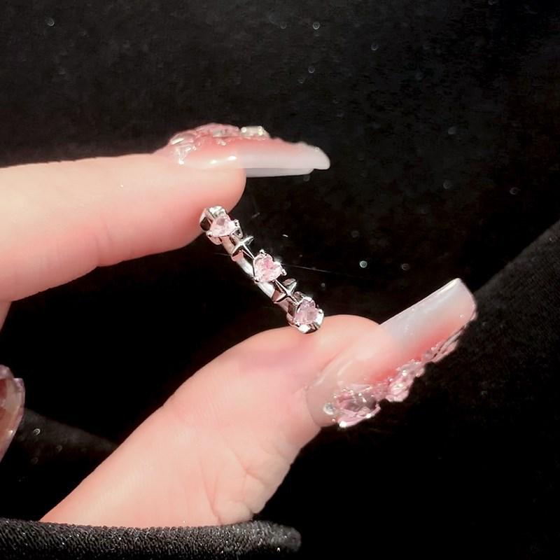 Регулируемое кольцо Barbie Pink Diamond Heart - Женское нишевое или для мизинца
