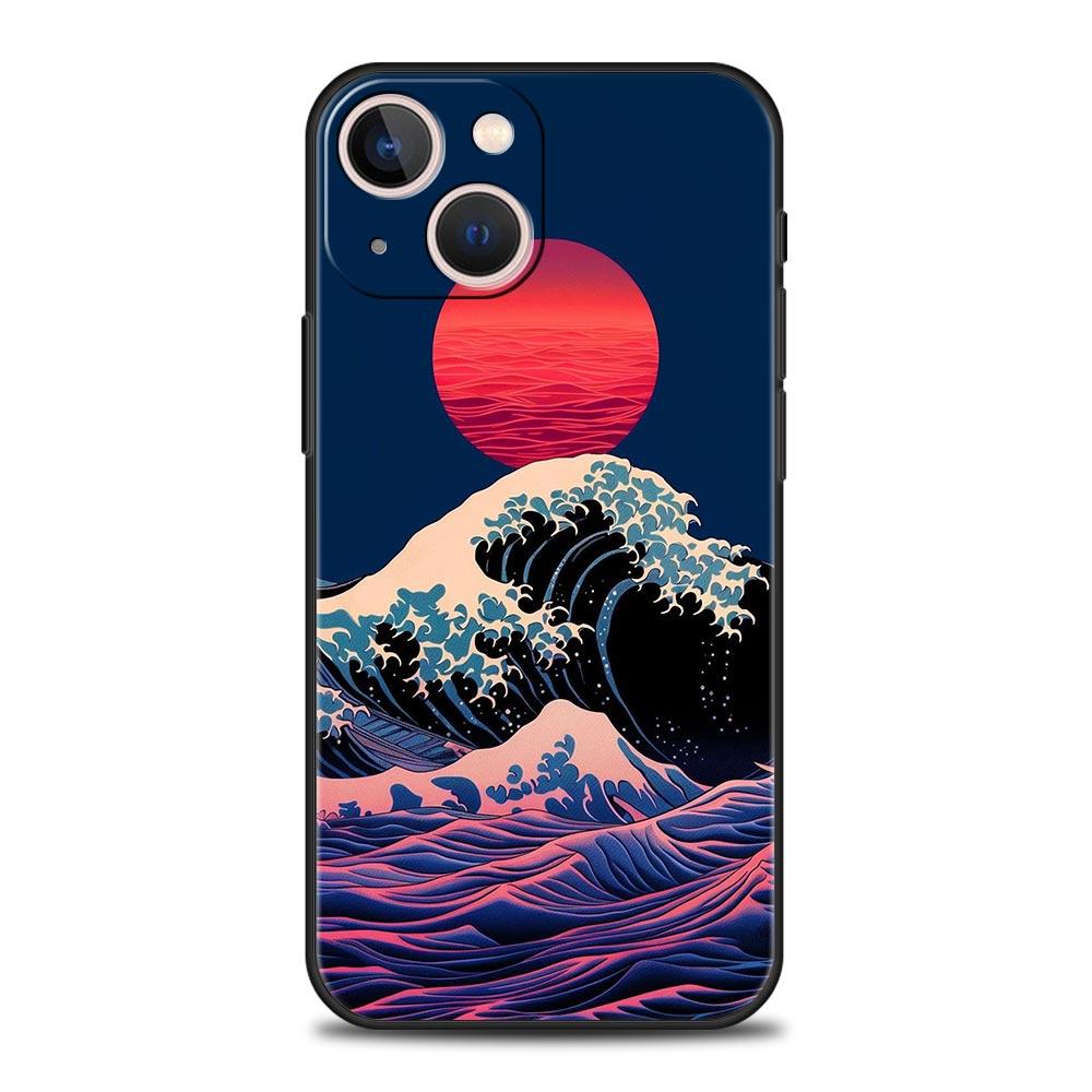 Модный Чехол для Телефона 'Большая Синяя Волна' Для iPhone 16e 15 14 13 12 11 Pro Max XS X XR SE 7 8 Plus Чехол iPhone 16 Мягкая TPU Накладка